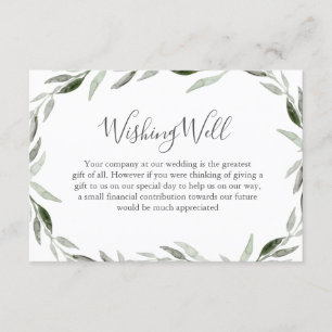 Carte D'accompagnement Aquarelle Feuille verte Mariage Wreath bien