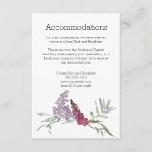 Carte D'accompagnement Aquarelle Fleur sauvage Lavender Floral