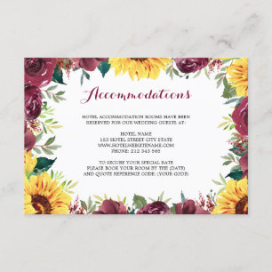 Carte D'accompagnement Aquarelle Fleurs de soleil Floral Bordure Hébergem