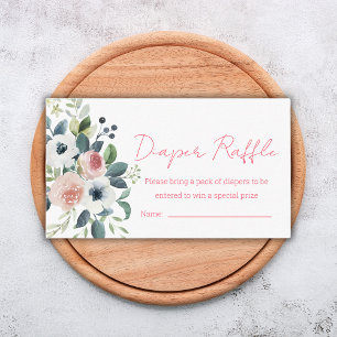 Carte D'accompagnement aquarelle fleurs raphia de couche pour baby shower