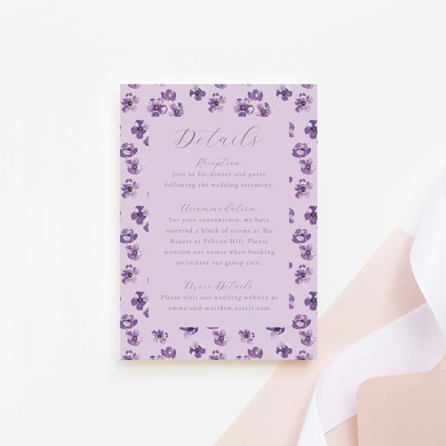 Carte D'accompagnement Aquarelle Fleurs Rustiques Détails de Mariage Viol (Créateur téléchargé)