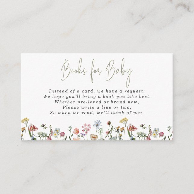 Carte D'accompagnement Aquarelle Fleurs sauvages Livres pour bébé (Devant)