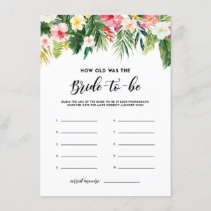 Carte D'accompagnement Aquarelle Fleurs tropicales L'âge de la mariée
