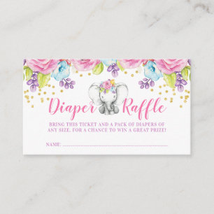 Carte D'accompagnement Aquarelle Floral Elephant Raffle Ticket