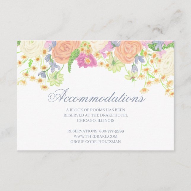 Carte D'accompagnement Aquarelle Floral Jardin Mariage Crest (Devant)