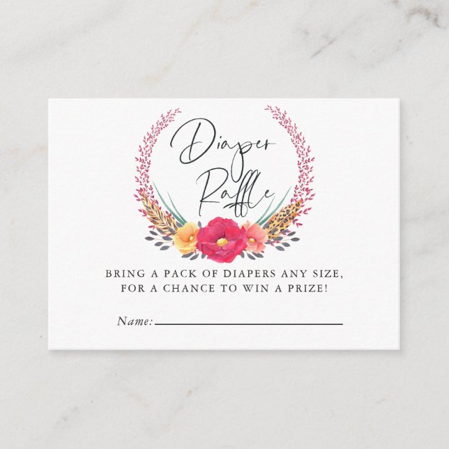 Carte D'accompagnement Aquarelle Floral Safari Baby shower Déchets Raffle (Devant)