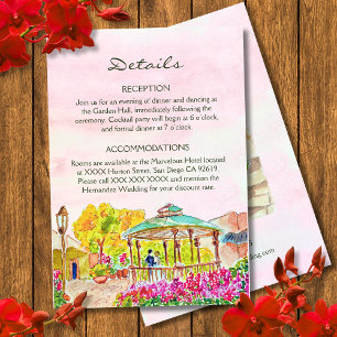 Carte D'accompagnement Aquarelle Floral Vieux Kiosque Mexique Mariage