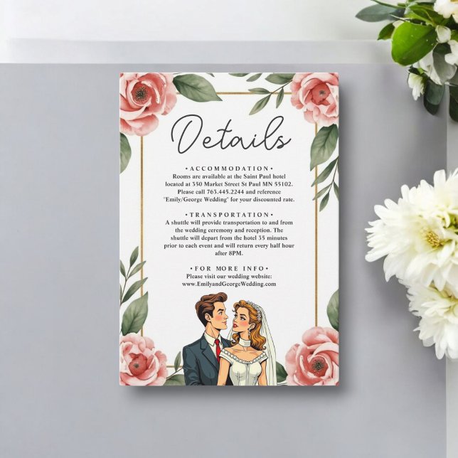 Carte D'accompagnement Aquarelle Florale Romantique Mariée Et Mariage De  (Créateur téléchargé)