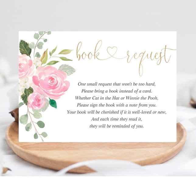 Carte D'accompagnement Aquarelle florale rose et or demande de réservatio (Créateur téléchargé)