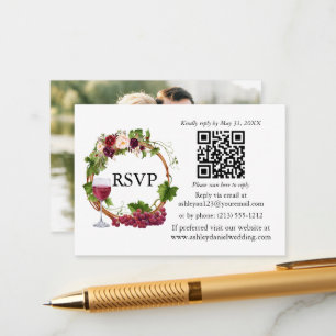 Carte D'accompagnement Aquarelle Florale Vins de raisin Wreath Photo RSVP