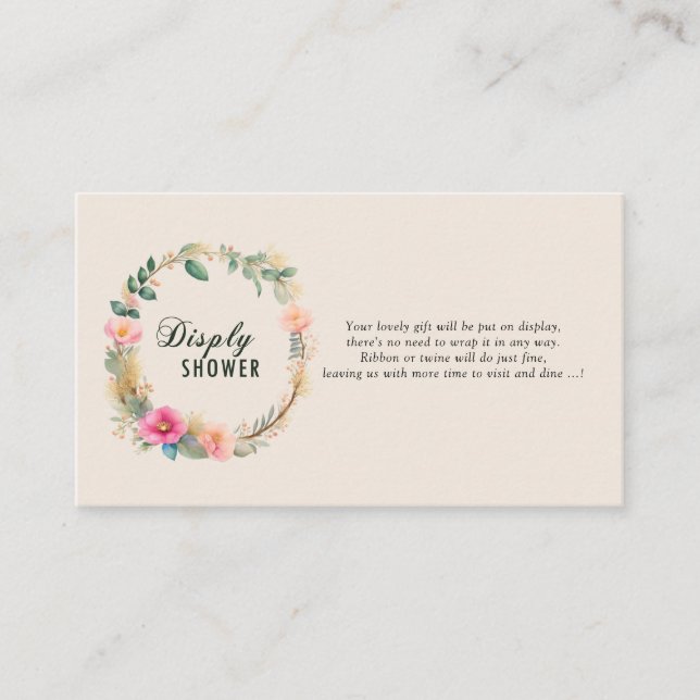 Carte D'accompagnement Aquarelle Flore sauvage Baby Display Douche (Devant)