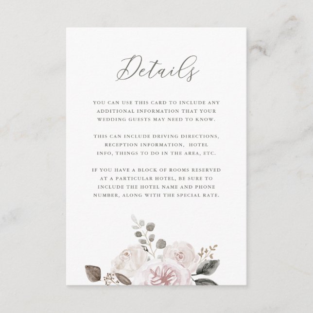 Carte D'accompagnement Aquarelle floutée | Détails de l'invité (Devant)