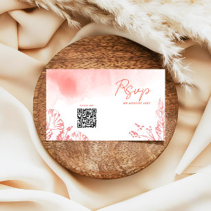 Carte D'accompagnement Aquarelle Foliage Terracotta QR CODE Mariage RSVP