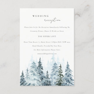 Carte D'accompagnement Aquarelle Forêt d'hiver Pine Réception de mariage