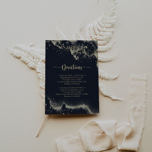 Carte D'accompagnement Aquarelle Gold Splash Mariage Directions (Créateur téléchargé)