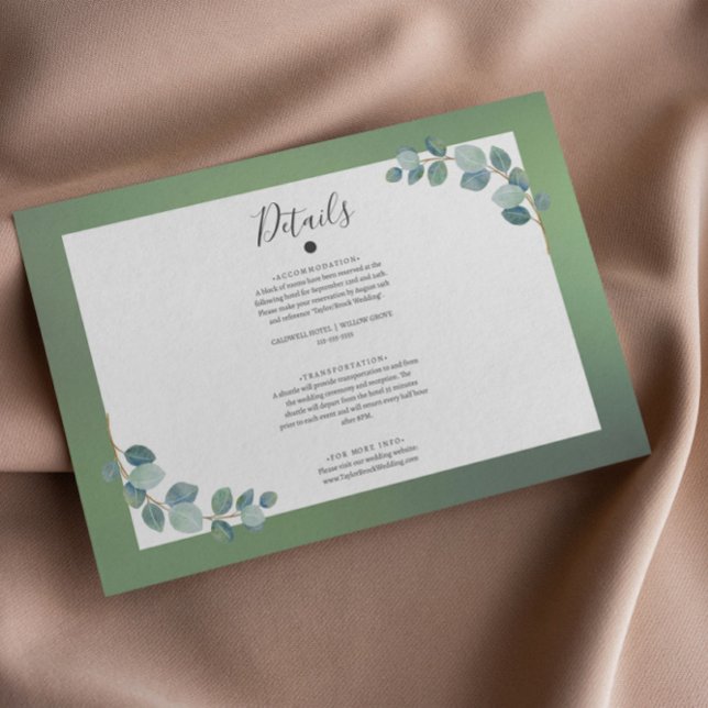 Carte D'accompagnement Aquarelle Green Eucalyptus Détails (Créateur téléchargé)