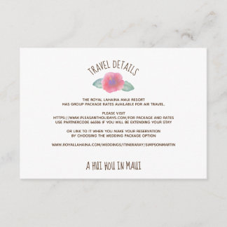 Carte D'accompagnement Aquarelle Hibiscus Maui Mariage