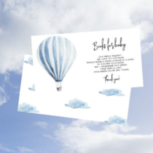 Carte D'accompagnement Aquarelle Hot air ballon - livres pour billet bébé