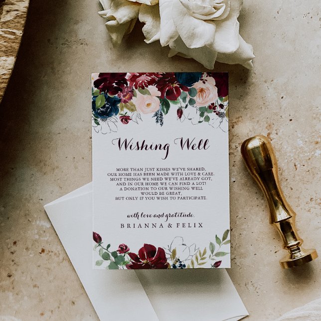 Carte D'accompagnement Aquarelle Illustré Mariage de automne Wishing well (Créateur téléchargé)