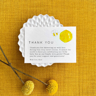 Carte D'accompagnement Aquarelle Jaune Baby shower d'abeille Merci
