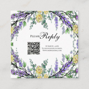 Carte D'accompagnement Aquarelle jaune délicate rose lavande verdure