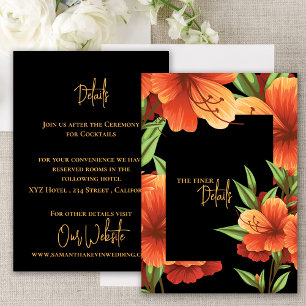 Carte D'accompagnement Aquarelle Joli Orange Floral Détails du Mariage