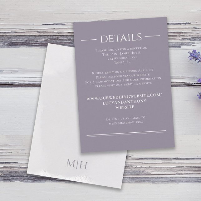 Carte D'accompagnement Aquarelle Lilac Lavender Website Détail de la RSVP (Créateur téléchargé)