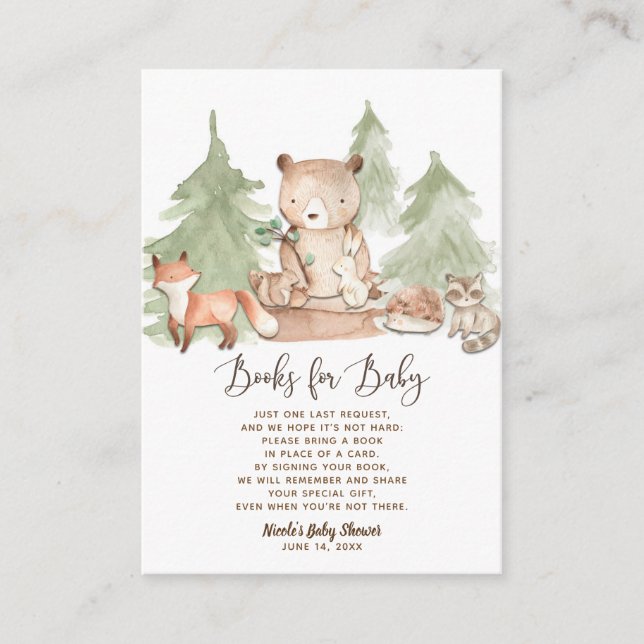 Carte D'accompagnement Aquarelle Livre sur la Forêt Demander un Livre (Devant)