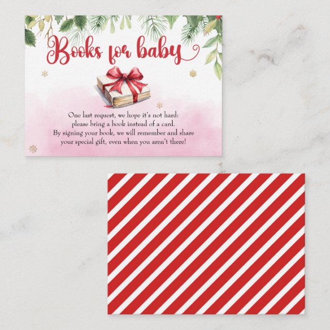 Carte D'accompagnement Aquarelle Livres pour bébé Noël Père Noël bébé (Devant / Derrière)