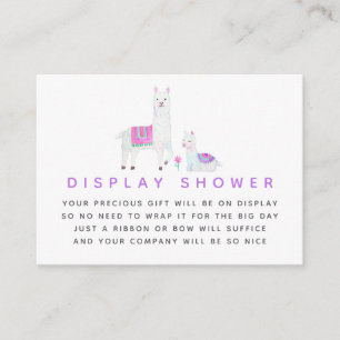 Carte D'accompagnement Aquarelle Llama thème Baby shower Affichage douche