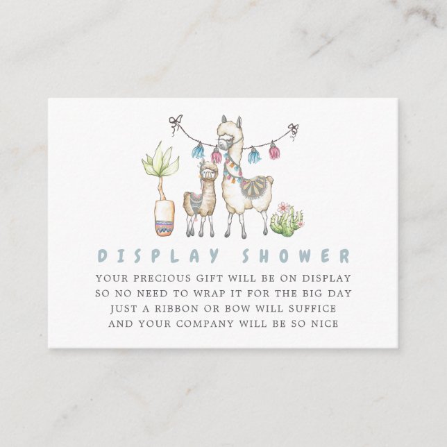 Carte D'accompagnement Aquarelle Llama thème Baby shower Affichage douche (Devant)