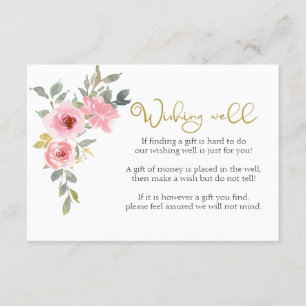Carte D'accompagnement Aquarelle Lush Blush Rose Floral Wishing well