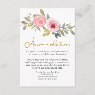 Carte D'accompagnement Aquarelle Lush Blush rose Mariage Floral