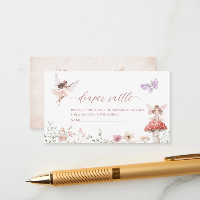 Carte D'accompagnement Aquarelle Magique Florale Fée Princesse Baby Show (Devant/Arrière en situation)