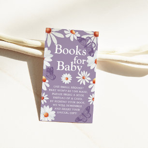 Carte D'accompagnement Aquarelle marguerites et livres papillons pour béb