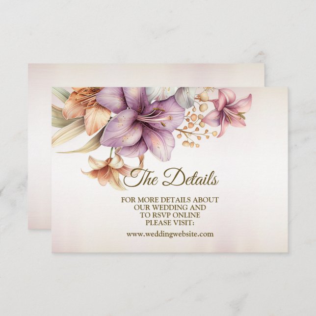 Carte D'accompagnement Aquarelle mariage Boho Rose Fleurs Élégantes (Devant / Derrière)