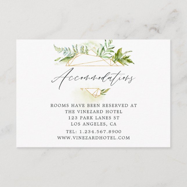 Carte D'accompagnement Aquarelle Mariage géométrique en cristal Hébergeme (Devant)