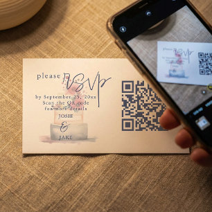 Carte D'accompagnement Aquarelle mariage illustration QR Code RSVP