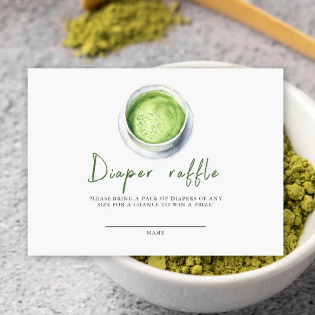 Carte D'accompagnement Aquarelle Matcha Latte Diaper Raffle (Créateur téléchargé)