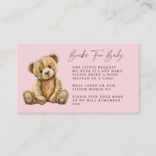 Carte D'accompagnement Aquarelle mignonne Petit Ours Rose Baby shower fil