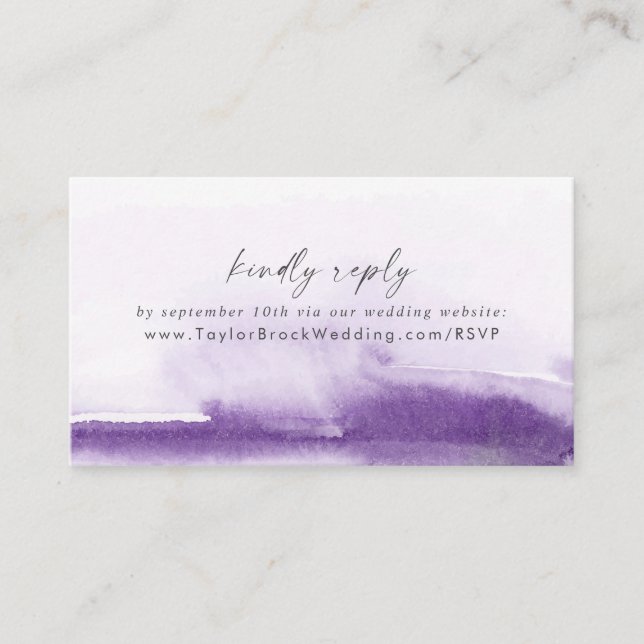 Carte D'accompagnement Aquarelle moderne | Site Mariage violet RSVP (Devant)