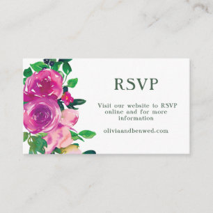 Carte D'accompagnement Aquarelle moderne violet Magenta Floral RSVP