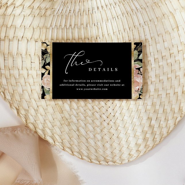 Carte D'accompagnement Aquarelle neutre Détails du Mariage Floral et Or (Créateur téléchargé)