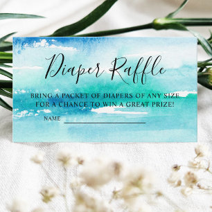 Carte D'accompagnement Aquarelle Ocean Baby shower Déchets Raffle