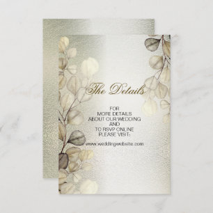 Carte D'accompagnement Aquarelle Or Eucalyptus Foliage Mariage brillant