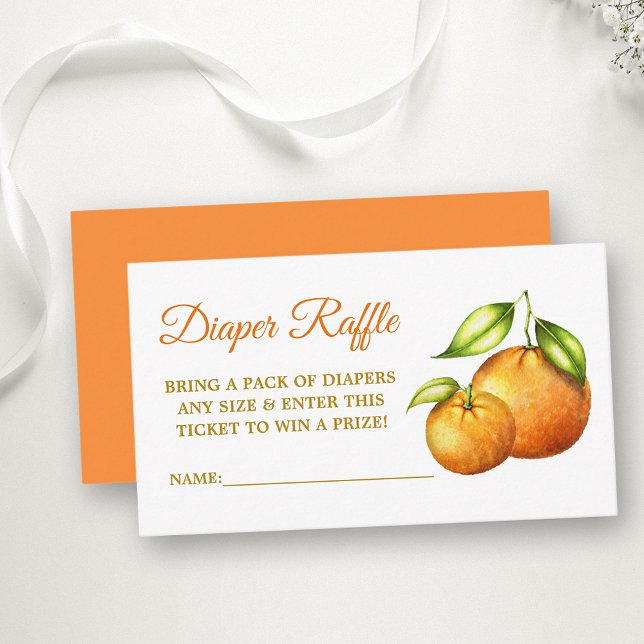 Carte D'accompagnement Aquarelle Oranges Baby shower Déchets Raffin (Customize to change text color, style, text size or color of back of card.)