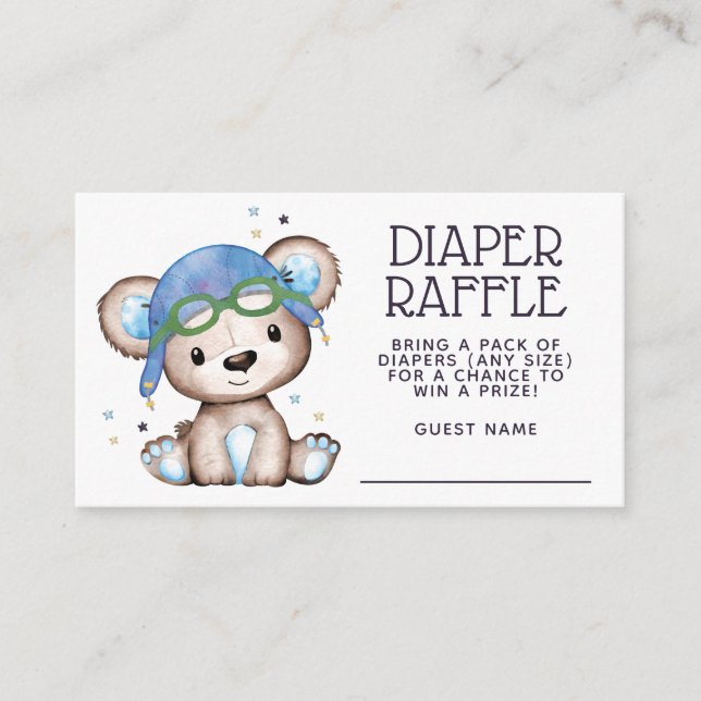 Carte D'accompagnement Aquarelle Pilote Teddy Bear Diaper Raffin (Devant)