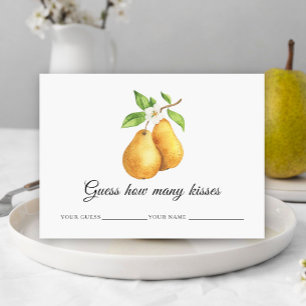 Carte D'accompagnement Aquarelle poires Combien de baisers jeu nuptiale