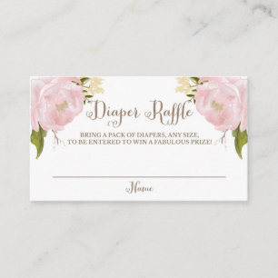 Carte D'accompagnement Aquarelle romantique Peonas roses Raffle de couche