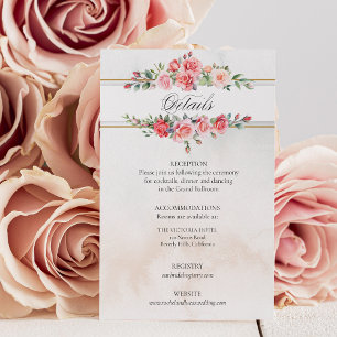 Carte D'accompagnement Aquarelle romantique roses roses & calligraphie